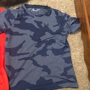 Under Armour Kids Blue Camo and red Tee ( sold together)